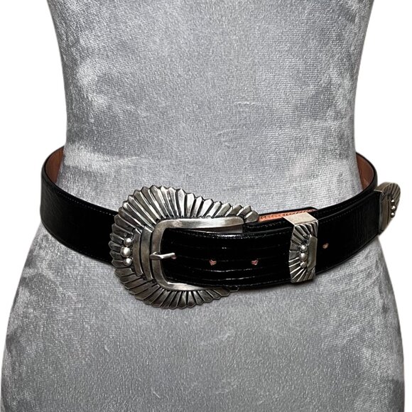 Pat Areias Sterling Buckle Set with Areias Lizard Belt - Picture 1 of 7